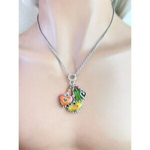 Brighton Portobello Heart Enamel And Crystal Vintage 18" Long